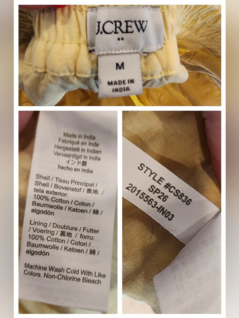 J. Crew 100% Cotton Yellow Eyelet Midi Skirt Pockets Pull On Size Medium